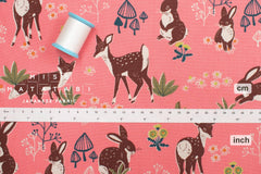 DEADSTOCK Japanese Fabric Woodland Creatures II - pink - 50cm