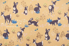 DEADSTOCK Japanese Fabric Woodland Creatures II - karashi - 50cm