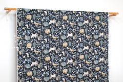 DEADSTOCK Japanese Fabric Woodland Creatures I - black - 50cm