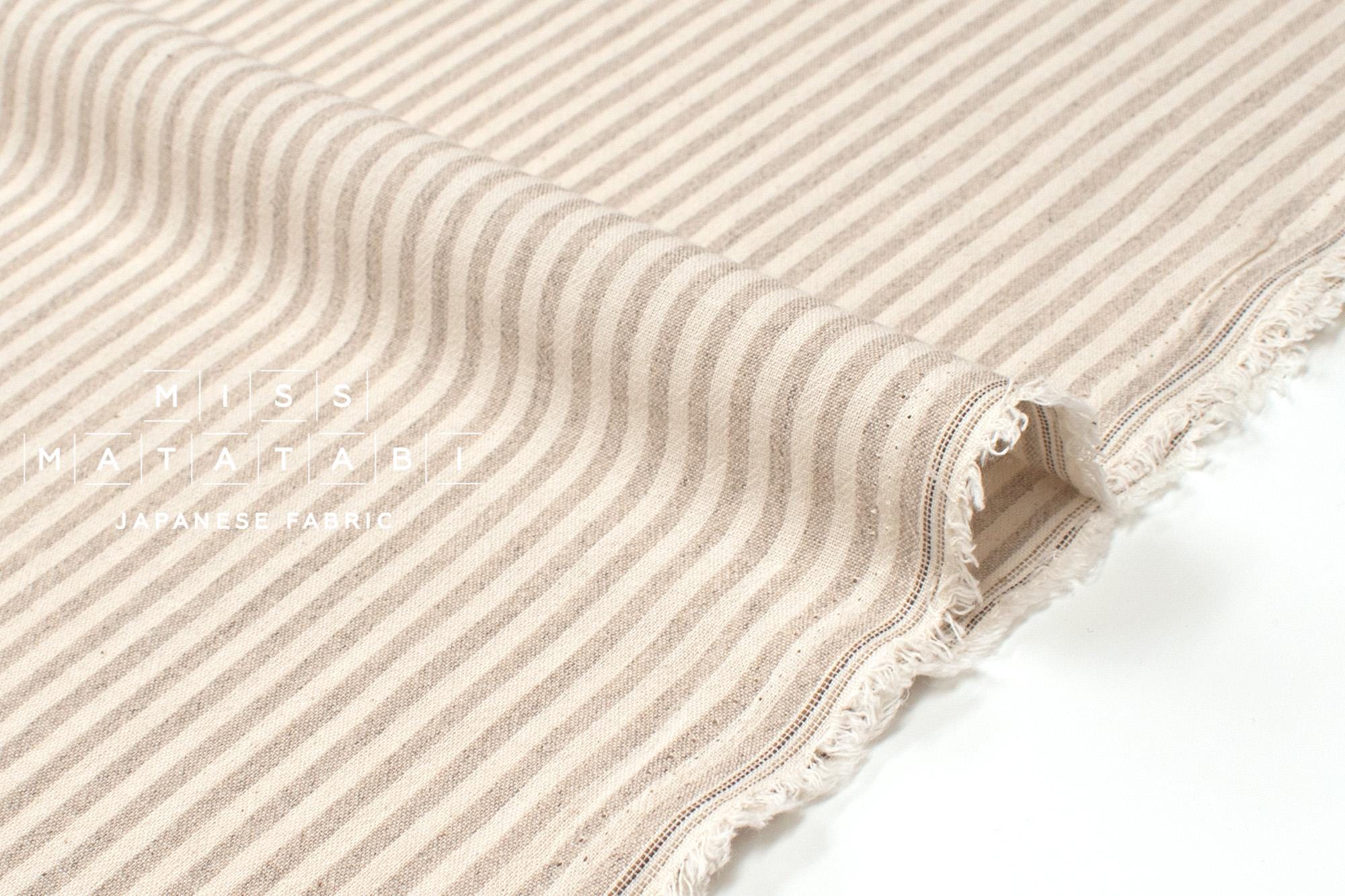 Japanese Fabric Yarn-Dyed Murazome Stripes - stone - 50cm