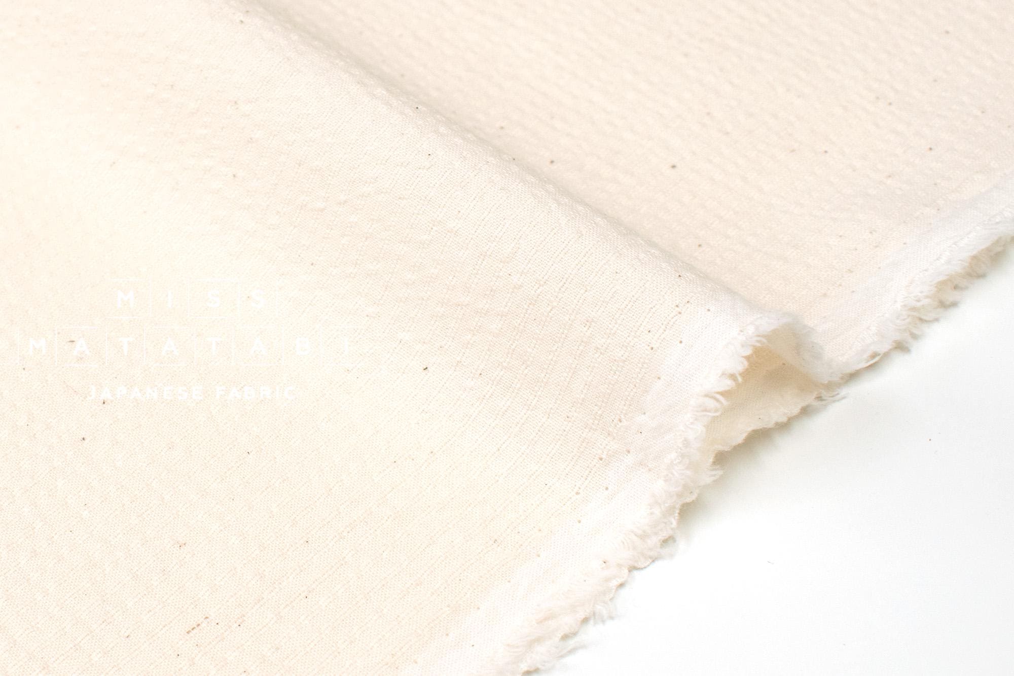 Japanese Fabric Yarn Dyed Shijira Seersucker Small Stripes - cream - 50cm