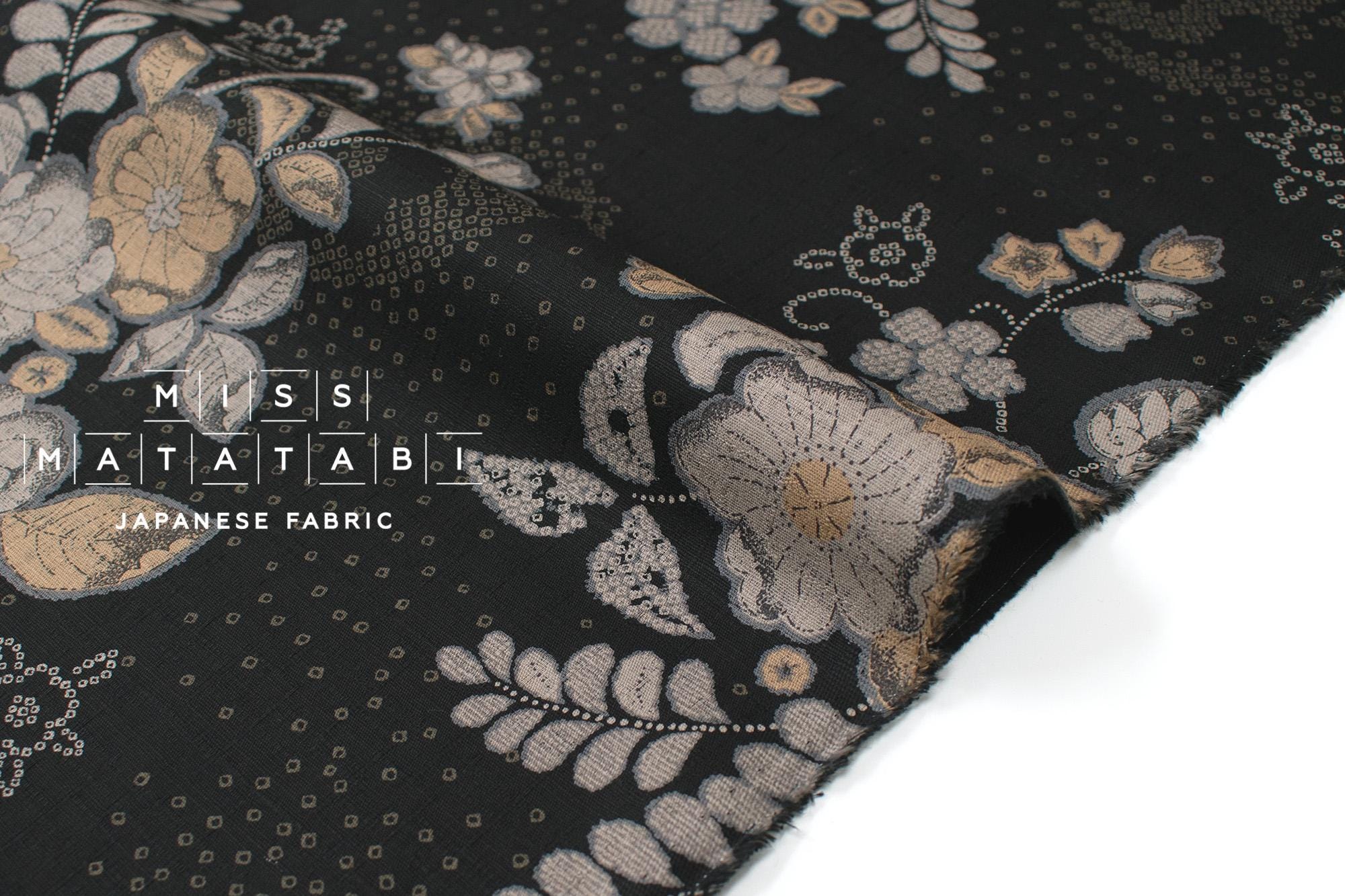 Japanese Fabric Tsujigahana - black - 50cm