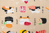 Japanese Fabric Neko Sushi - beige - 50cm
