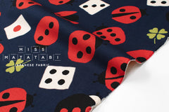 Japanese Fabric Good Luck Symbols - navy blue - 50cm