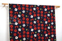 Japanese Fabric Good Luck Symbols - navy blue - 50cm