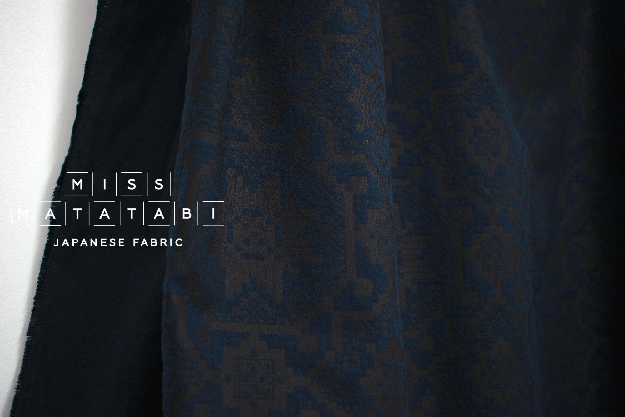 Japanese Fabric Brushed Negative Space - blue - 50cm