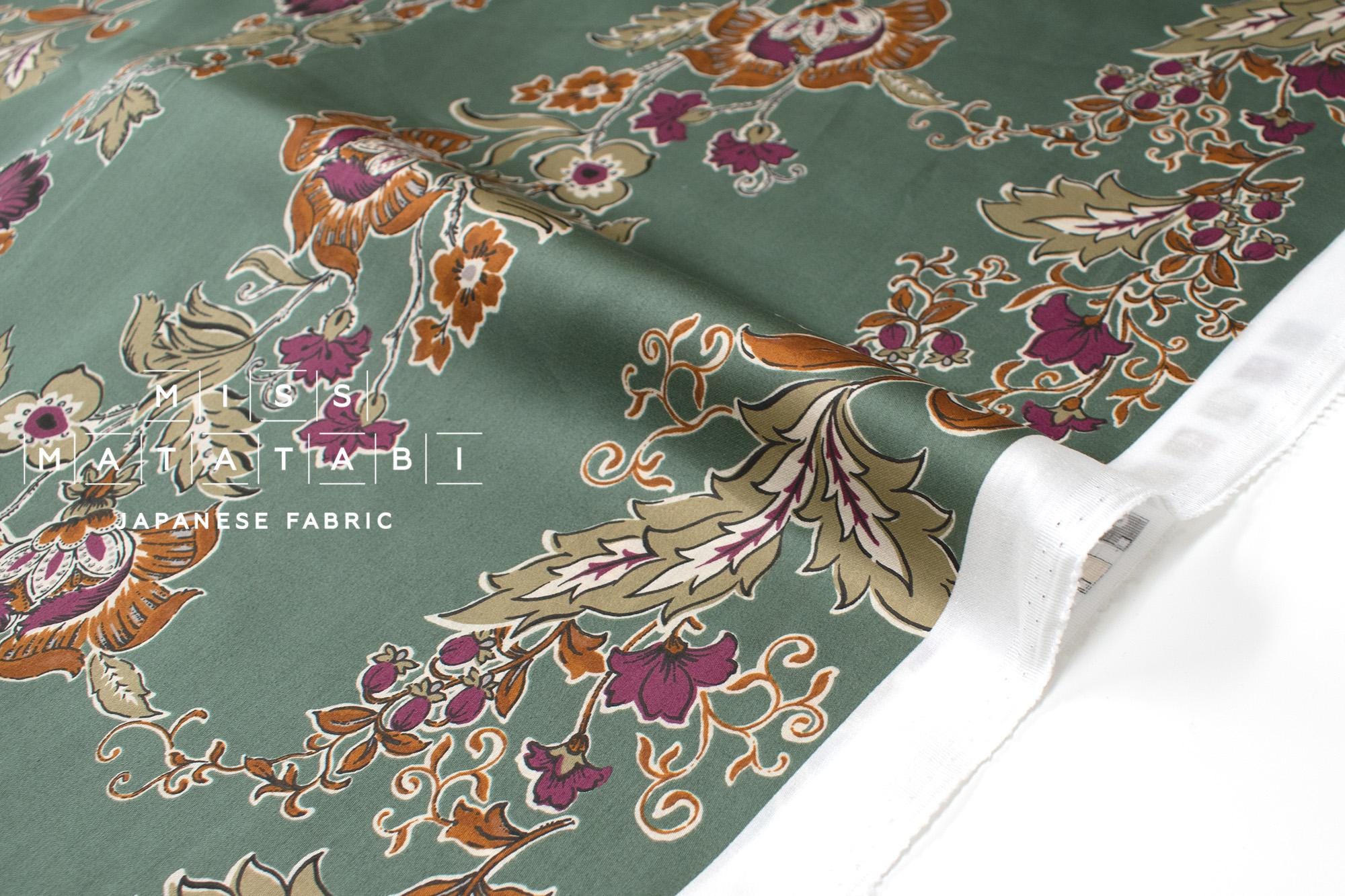 Japanese Fabric Trailing Floral - green - 50cm
