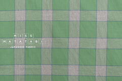 DEADSTOCK Japanese Fabric Yarn Dyed Check - green - 50cm