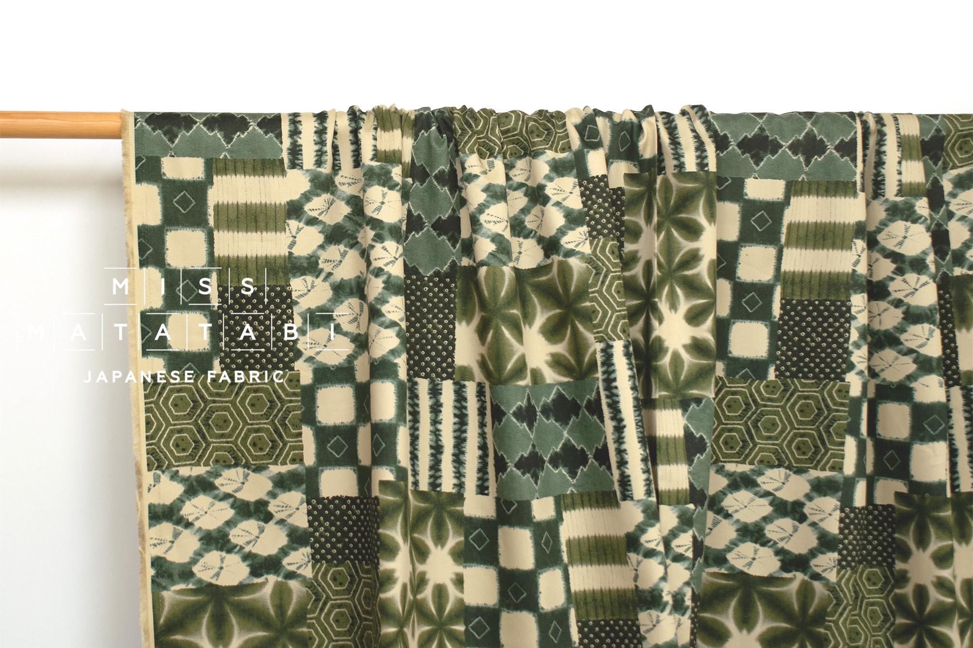 Japanese Fabric Shibori Style Patch - green - 50cm
