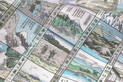 Japanese Fabric Traditional Post Towns - grey, blue, green - 50cm