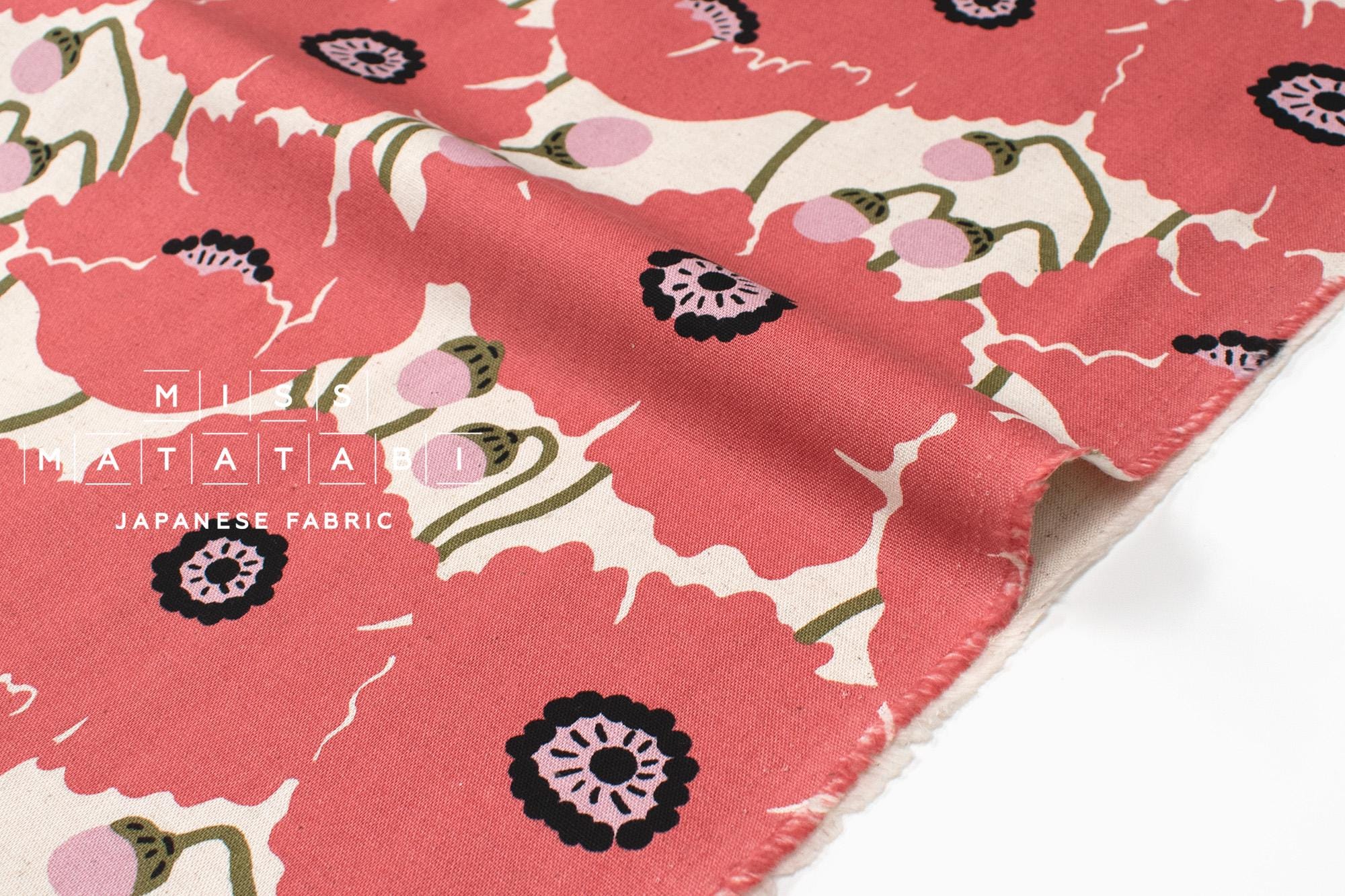 Japanese Fabric Poppies - pink - 50cm