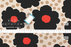Japanese Fabric Pop Floral - black, red - 50cm