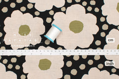 Japanese Fabric Pop Floral - green, black - 50cm