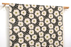 Japanese Fabric Pop Floral - green, black - 50cm