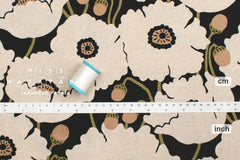 Japanese Fabric Poppies - black background - 50cm
