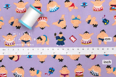 Japanese Fabric Little Sumo Wrestlers - lilac - 50cm