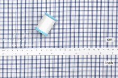 DEADSTOCK Japanese Fabric Yarn-dyed Linen Blend Shirting - blue, white - 50cm