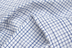 DEADSTOCK Japanese Fabric Yarn-dyed Linen Blend Shirting - blue, white - 50cm