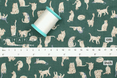 Japanese Fabric Nyan Cat Brushed Cotton - green - 50cm