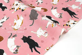 Japanese Fabric Oyako Cats - pink - 50cm