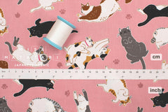 Japanese Fabric Oyako Cats - pink - 50cm