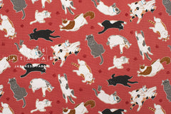 Japanese Fabric Oyako Cats - tomato red - 50cm