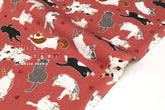 Japanese Fabric Oyako Cats - tomato red - 50cm