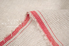 DEADSTOCK Japanese Fabric Yarn-dyed 100% Linen Tiny Herringbone with Red Selvedge - 50cm