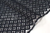 Japanese Embroidered Cotton Lace Fabric - dark navy - 50cm