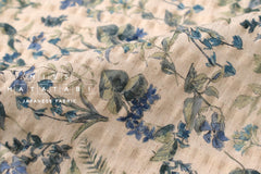 Japanese Fabric Cotton Linen Ripple Nature - blue - 50cm