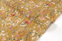 Japanese Fabric Cotton Linen Ripple Nature - pink, orange, mustard - 50cm