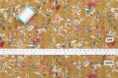 Japanese Fabric Cotton Linen Ripple Nature - pink, orange, mustard - 50cm