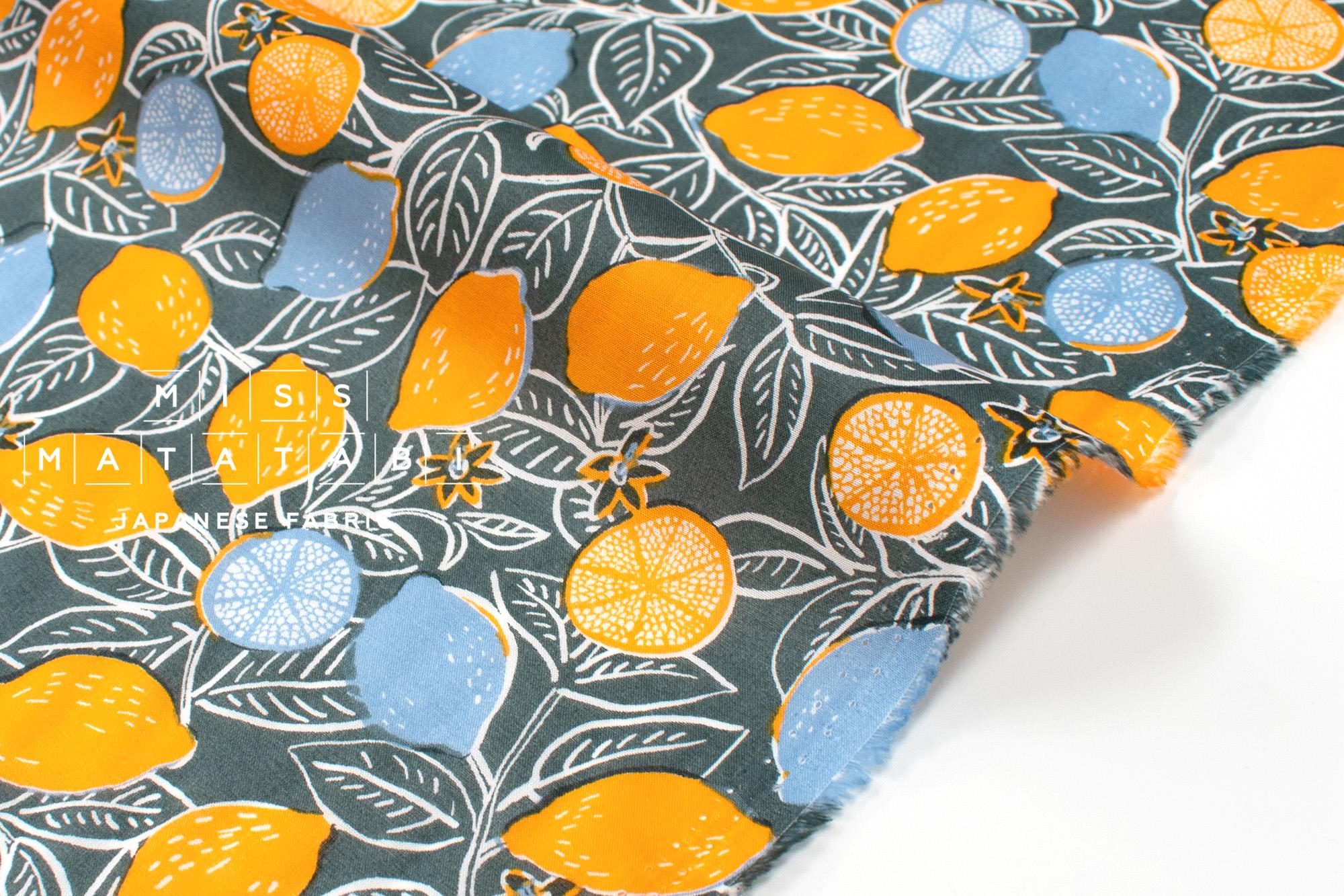 DEADSTOCK Japanese Fabric Lemons - green - 50cm