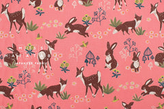 DEADSTOCK Japanese Fabric Woodland Creatures II - pink - 50cm