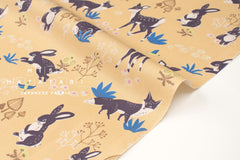 DEADSTOCK Japanese Fabric Woodland Creatures II - karashi - 50cm