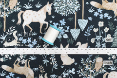 DEADSTOCK Japanese Fabric Woodland Creatures I - black - 50cm