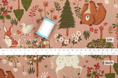 DEADSTOCK Japanese Fabric Woodland Creatures I - dusty clay - 50cm