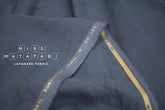 DEADSTOCK Japanese Fabric Shokunin Collection Orihimedaki Washed Linen - blue charcoal - 50cm