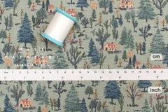 Japanese Fabric Sleepy Mountain Brushed Cotton - green - 50cm