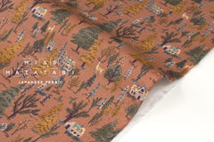 Japanese Fabric Sleepy Mountain Brushed Cotton - terracotta - 50cm