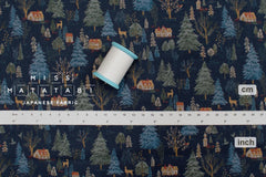 Japanese Fabric Sleepy Mountain Brushed Cotton - navy blue - 50cm