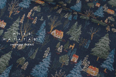 Japanese Fabric Sleepy Mountain Brushed Cotton - navy blue - 50cm