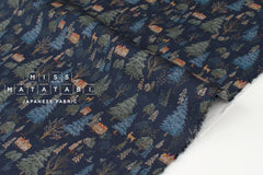 Japanese Fabric Sleepy Mountain Brushed Cotton - navy blue - 50cm