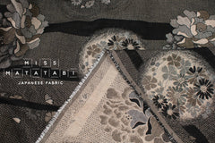 Japanese Fabric Yarn Dyed Woven Flowing River Jacquard - black, latte - 50cm