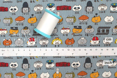 Japanese Fabric Everycat - blue - 50cm