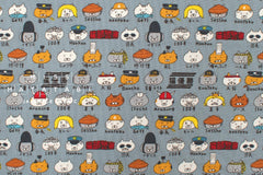 Japanese Fabric Everycat - blue - 50cm
