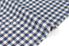Japanese Fabric Yarn-Dyed Murazome Gingham Check - navy blue - 50cm