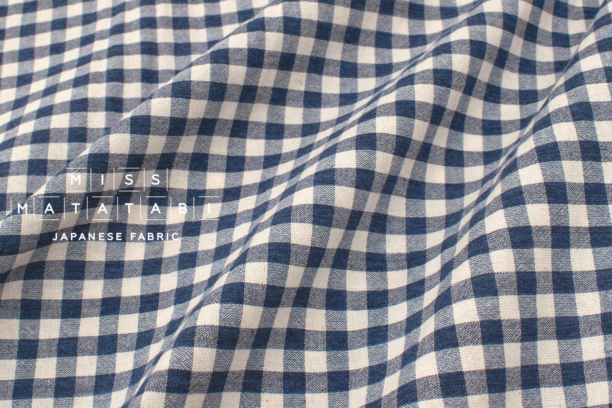 Japanese Fabric Yarn-Dyed Murazome Gingham Check - navy blue - 50cm