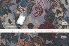 Japanese Fabric Vintage Floral Brushed Cotton - slate - 50cm