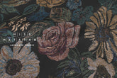 Japanese Fabric Vintage Floral Brushed Cotton - black - 50cm